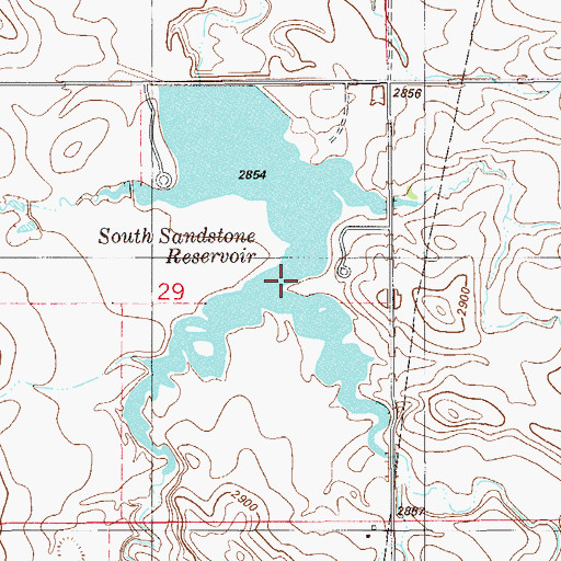 Topographic Map of South Sandstone Fishing Access Site, MT