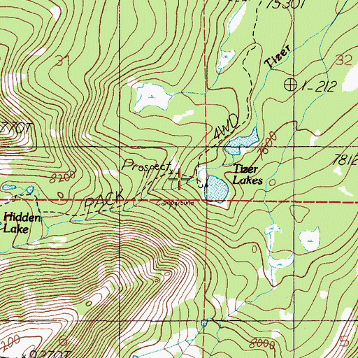 Topographic Map of Tizer Lakes Fishing Access Site, MT