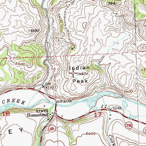 Topographic Map of Indian Peak, CO