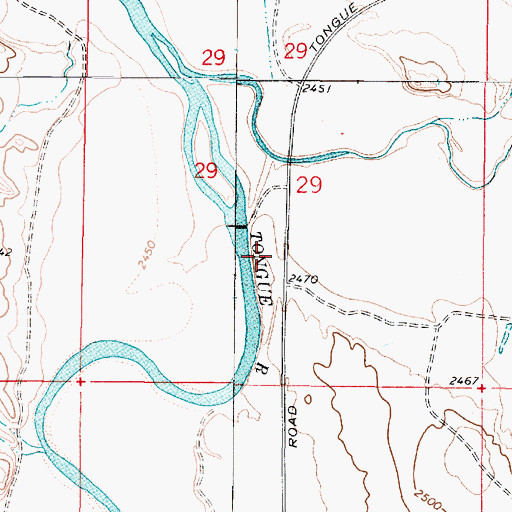 Topographic Map of Twelve Mile Dam Fishing Access Site, MT