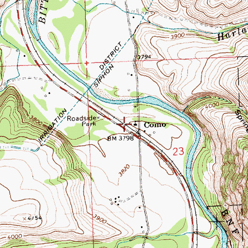 Topographic Map of Wallace Crawford Memorial Fishing Access Site, MT