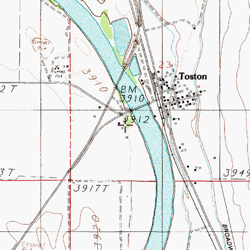 Topographic Map of Toston Fishing Access Site, MT