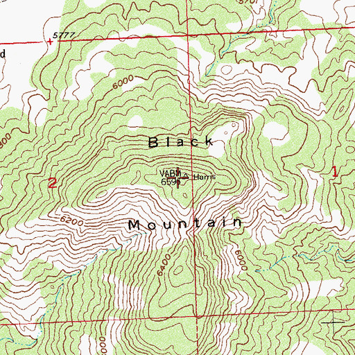 Topographic Map of Black Mountain, CO