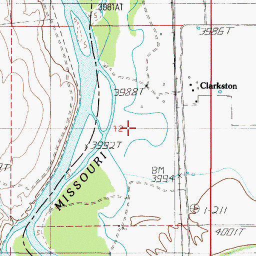Topographic Map of Fairweather Fishing Access Site, MT