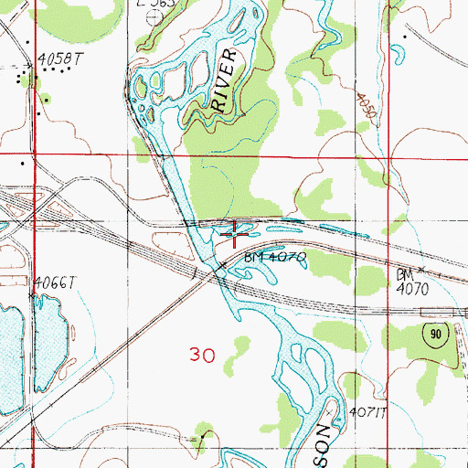 Topographic Map of Milwaukee Fishing Access Site, MT
