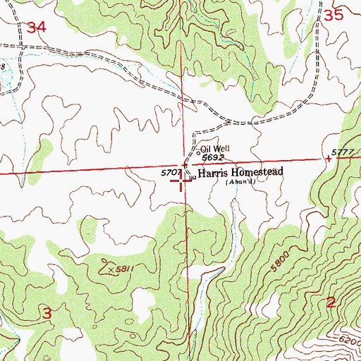 Topographic Map of Harris Homestead, CO
