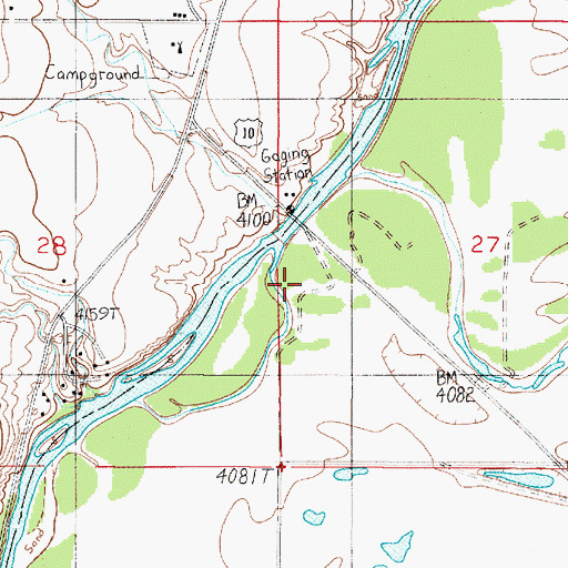 Topographic Map of Drouillard Fishing Access Site, MT