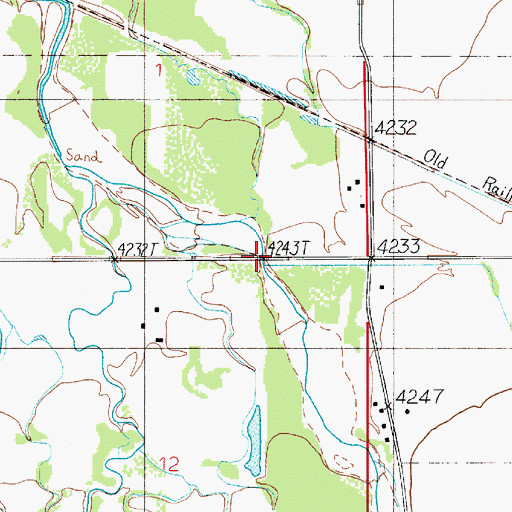 Topographic Map of Four Corners Fishing Access Site, MT