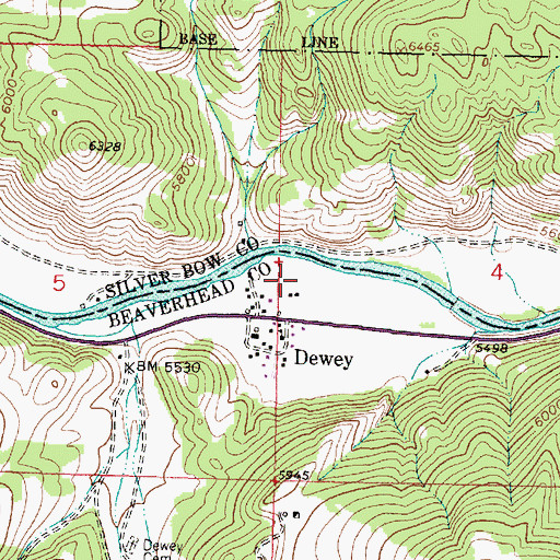 Topographic Map of Greenwood Bottoms Fishing Access Site, MT