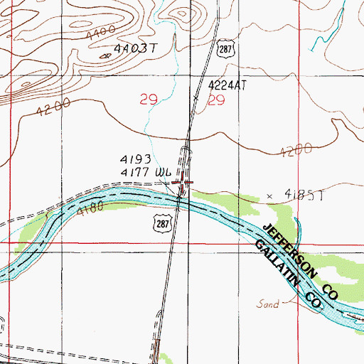 Topographic Map of Sappington Bridge Fishing Access Site, MT