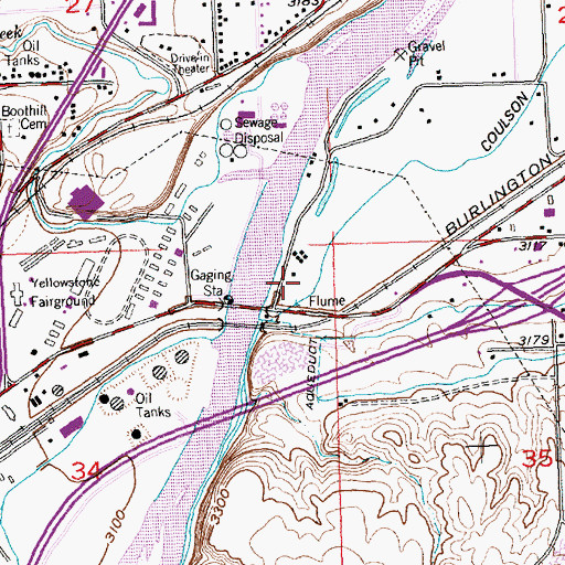Topographic Map of East Bridge Fishing Access Site, MT