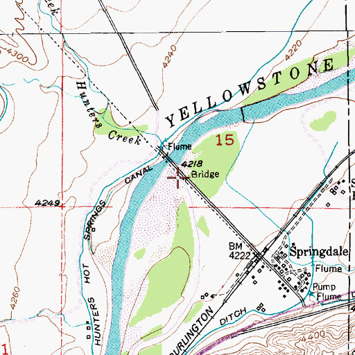 Topographic Map of Springdale Bridge Fishing Access Site, MT