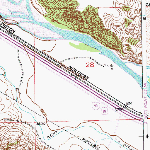 Topographic Map of Bratten Fishing Access Site, MT