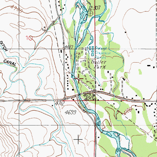 Topographic Map of Sheds Bridge Fishing Access Site, MT