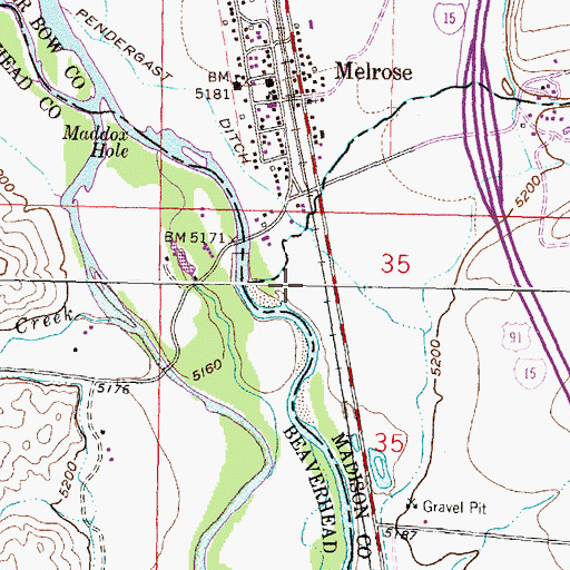 Topographic Map of Salmon Fly Fishing Access Site, MT