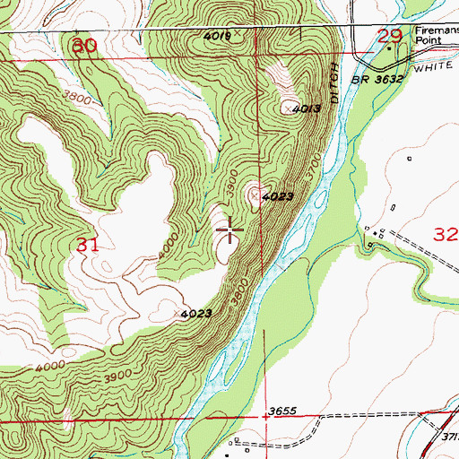 Topographic Map of Firemans Point Fishing Access Site, MT