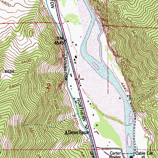 Topographic Map of Free River Fishing Access Site, MT
