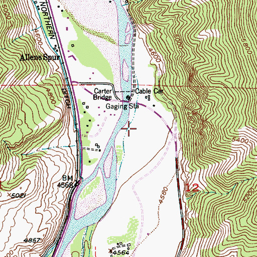 Topographic Map of Carters Bridge Fishing Access Site, MT