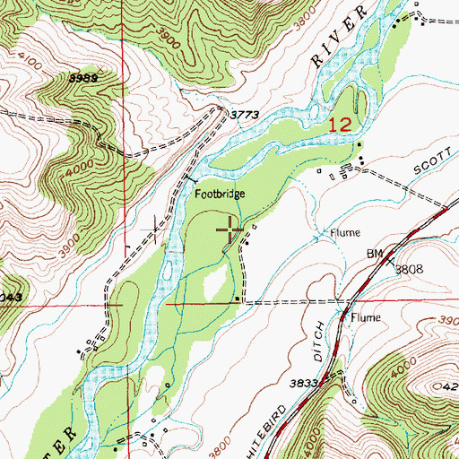 Topographic Map of Swinging Bridge Fishing Access Site, MT