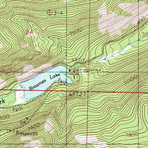 Topographic Map of Brownes Lake Fishing Access Site, MT