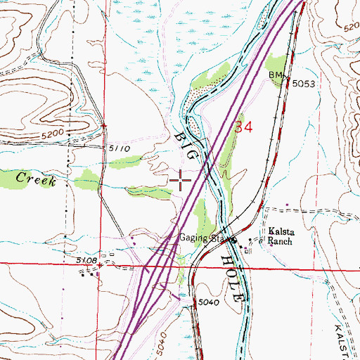 Topographic Map of Kalsta Bridge Fishing Access Site, MT