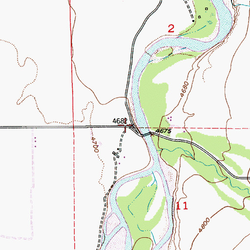 Topographic Map of Pine Creek Fishing Access Site, MT