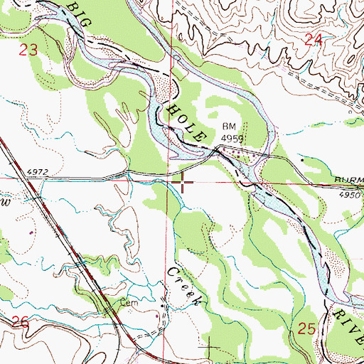 Topographic Map of Glen Fishing Access Site, MT