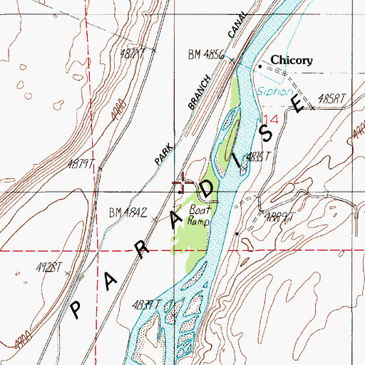Topographic Map of Chicory Fishing Access Site, MT