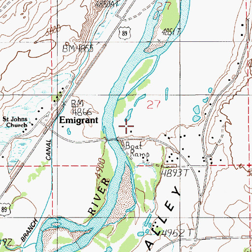 Topographic Map of Emigrant Fishing Access Site, MT