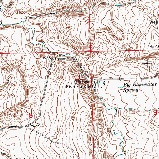 Topographic Map of Bluewater Fish Hatchery Fishing Access Site, MT