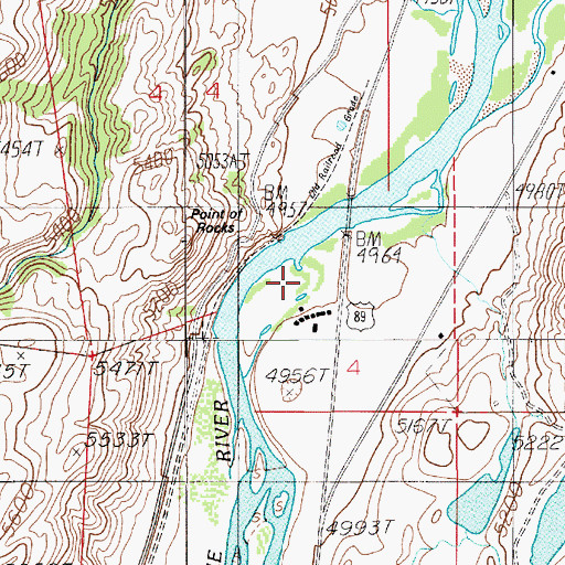Topographic Map of Point of Rocks Fishing Access Site, MT