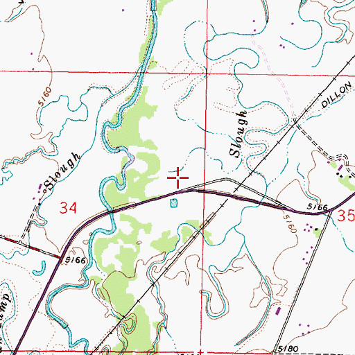 Topographic Map of Poindexter Slough Fishing Access Site, MT