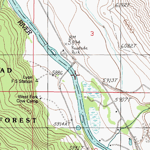Topographic Map of Lyons Bridge Fishing Access Site, MT