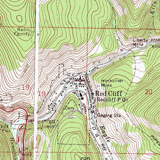 Topographic Map of Red Cliff Post Office, CO