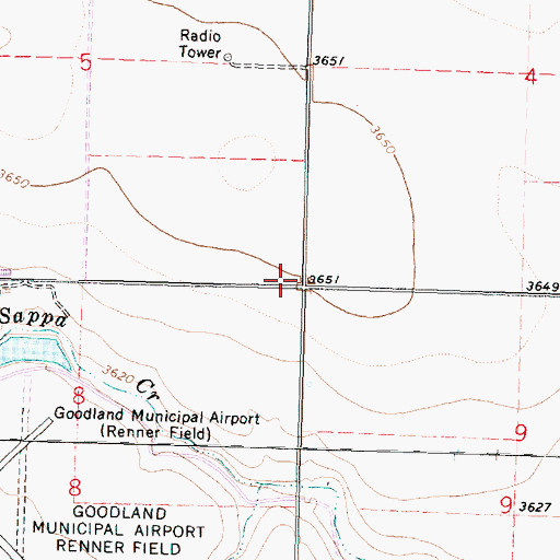 Topographic Map of Goodland Cemetery, KS