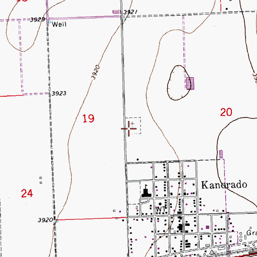Topographic Map of Kanorado Cemetery, KS