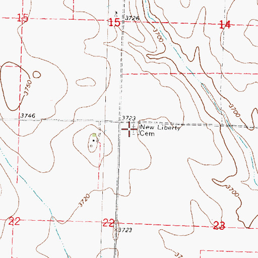 Topographic Map of New Liberty Cemetery, KS