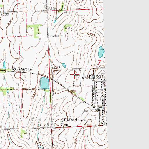 Topographic Map of Johnson Cemetery, NE