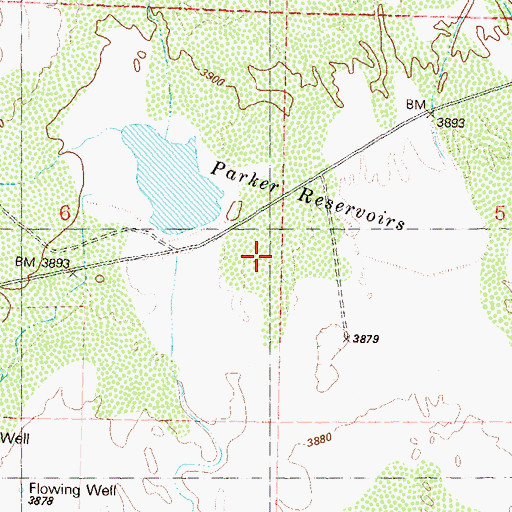 Topographic Map of Parker Reservoirs, NV