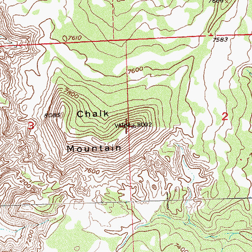 Topographic Map of Chalk Mountain, CO