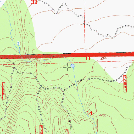 Topographic Map of Mule Deer Flat Reservoir, CA