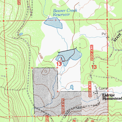 Topographic Map of Beaver Creek Wetlands, CA