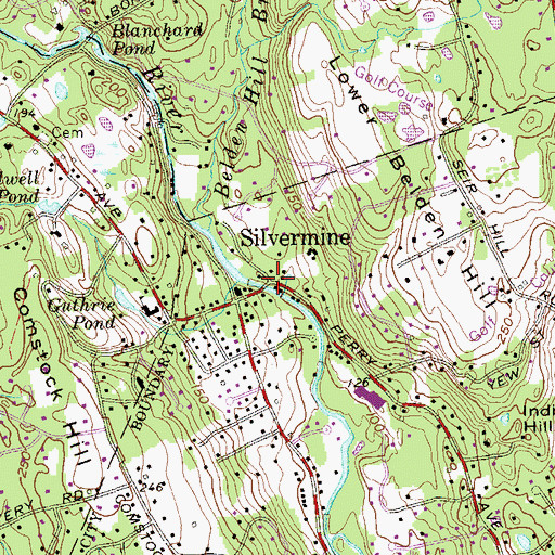 Topographic Map of Silver Mine Post Office (historical), CT