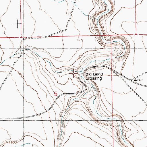 Topographic Map of Big Bend Crossing, ID