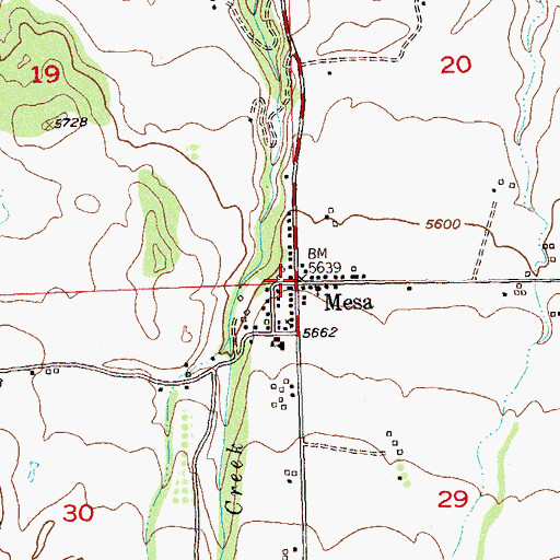 Topographic Map of Mesa, CO