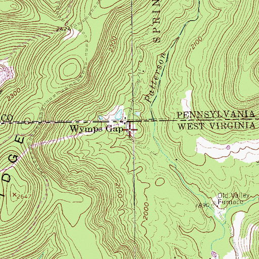 Topographic Map of Wymps Gap, WV