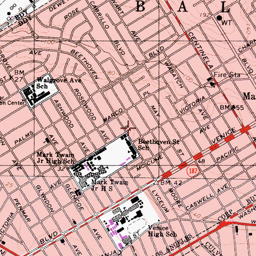 Topographic Map of Mar Vista Houses, CA
