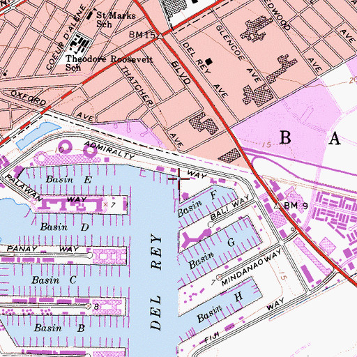 Topographic Map of Marina Del Rey Branch County of Los Angeles Public Library, CA
