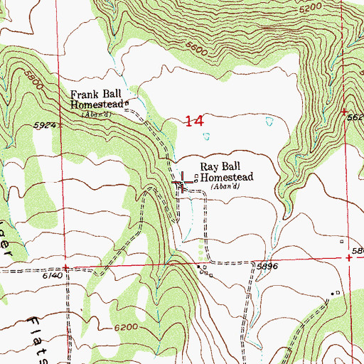 Topographic Map of Ray Ball Homestead, CO