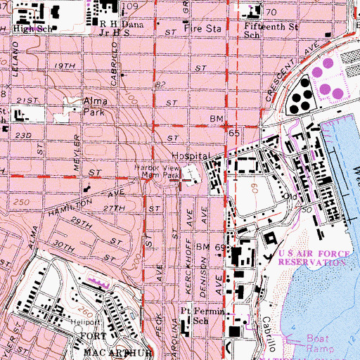 Topographic Map of Old Saint Peters Episcopal Church, CA